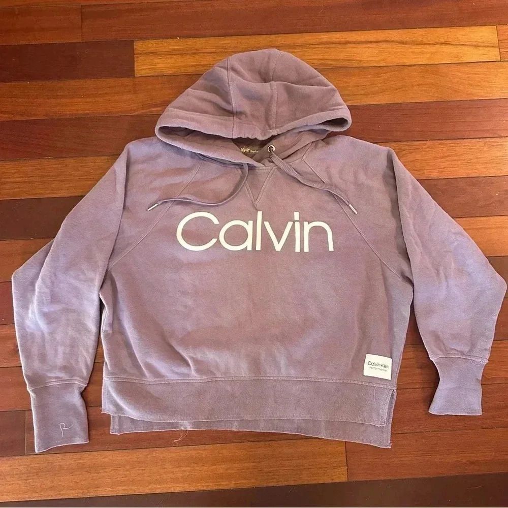 Calvin Klein Y2K dusty plum long sleeve cropped hoodie size small
